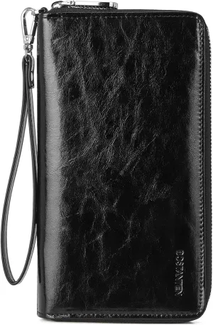 BOSTANTEN Leather Wallet for Women RFID Blocking Zip Around Credit Cards Holder Phone Clutch