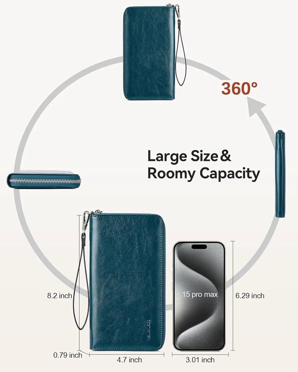 BOSTANTEN Leather Wallet for Women RFID Blocking Zip Around Credit Cards Holder Phone Clutch