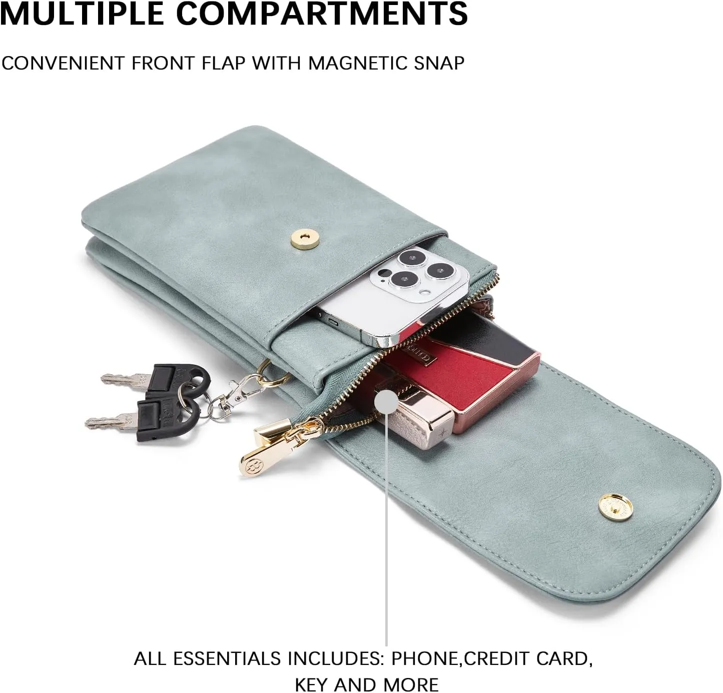 BOSTANTEN Vegan Leather Small Crossbody Bags for Women Designer Cell Phone Bag Wallet Purses Adjustable Strap