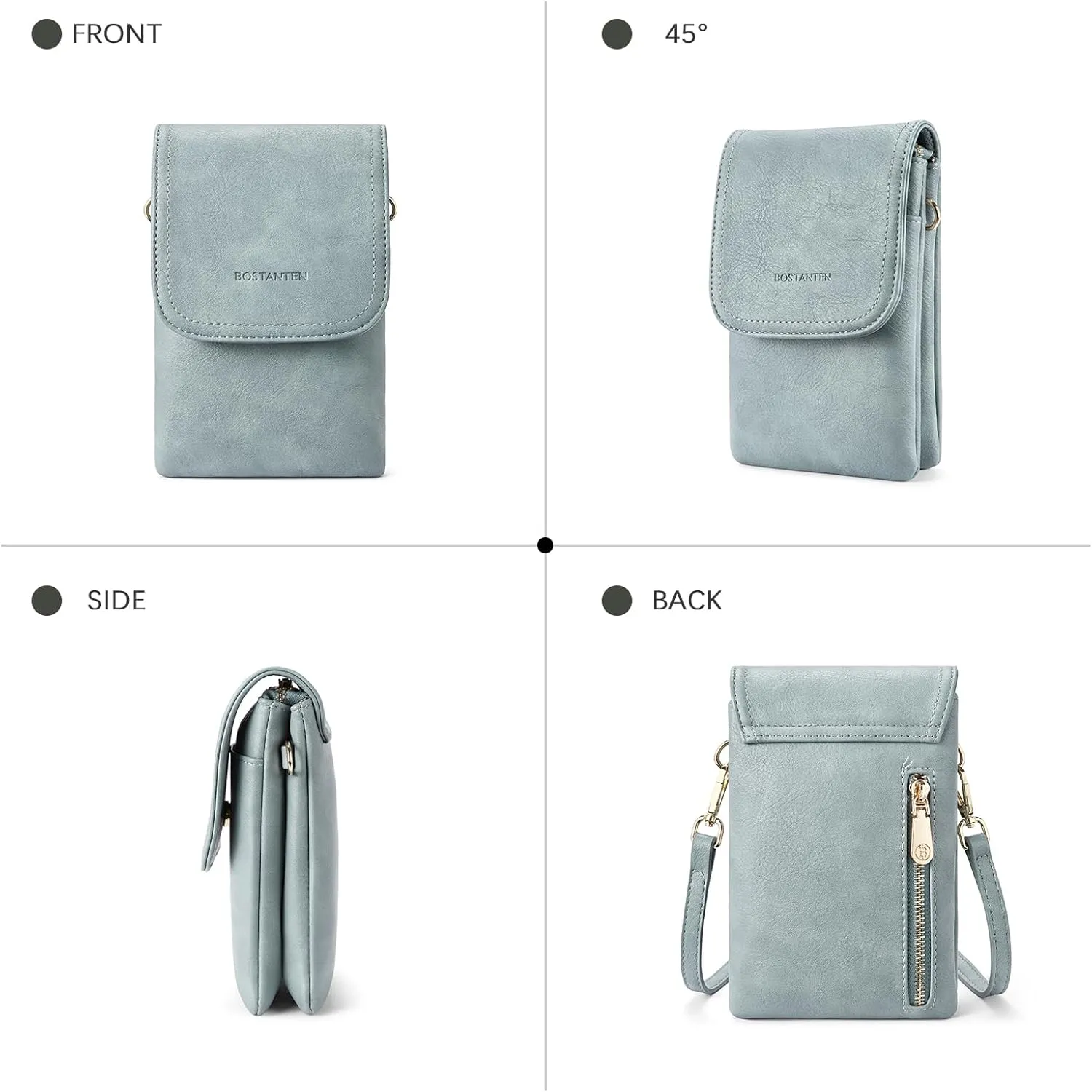 BOSTANTEN Vegan Leather Small Crossbody Bags for Women Designer Cell Phone Bag Wallet Purses Adjustable Strap