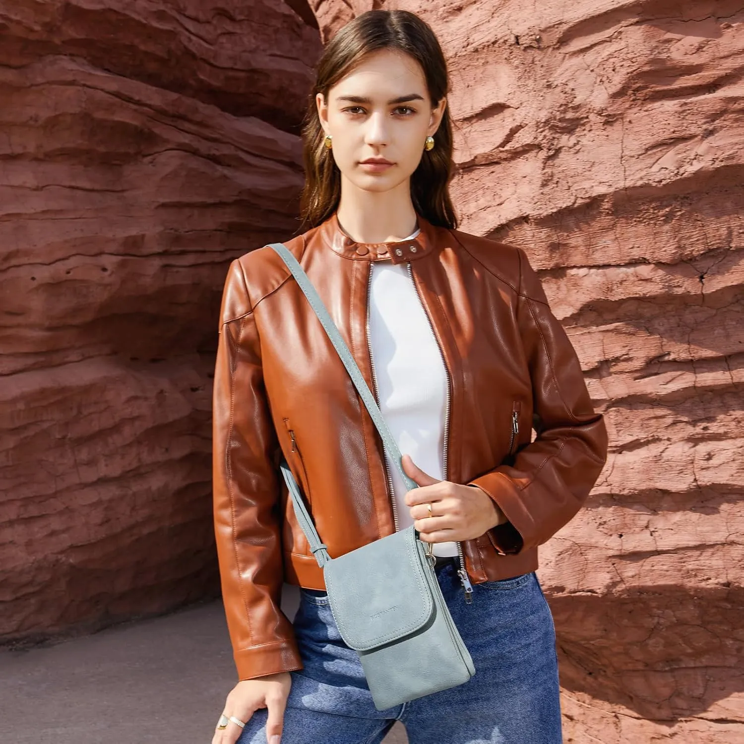 BOSTANTEN Vegan Leather Small Crossbody Bags for Women Designer Cell Phone Bag Wallet Purses Adjustable Strap