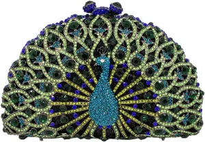 Boutique De FGG Peacock Clutch Bag Women Crystal Evening Handbags Bridal Wedding Rhinestone Clutch Purse Party Prom Bag,Mini