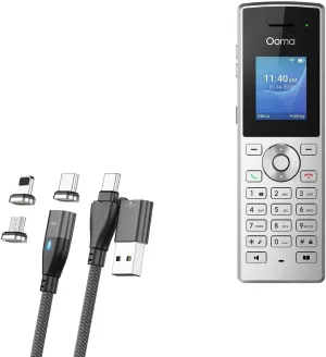 BoxWave Cable Compatible with Ooma WP810 IP Phone - MagnetoSnap PD AllCharge Cable (100W), Magnet Charging Braided USB Type-C Micro - Jet Black