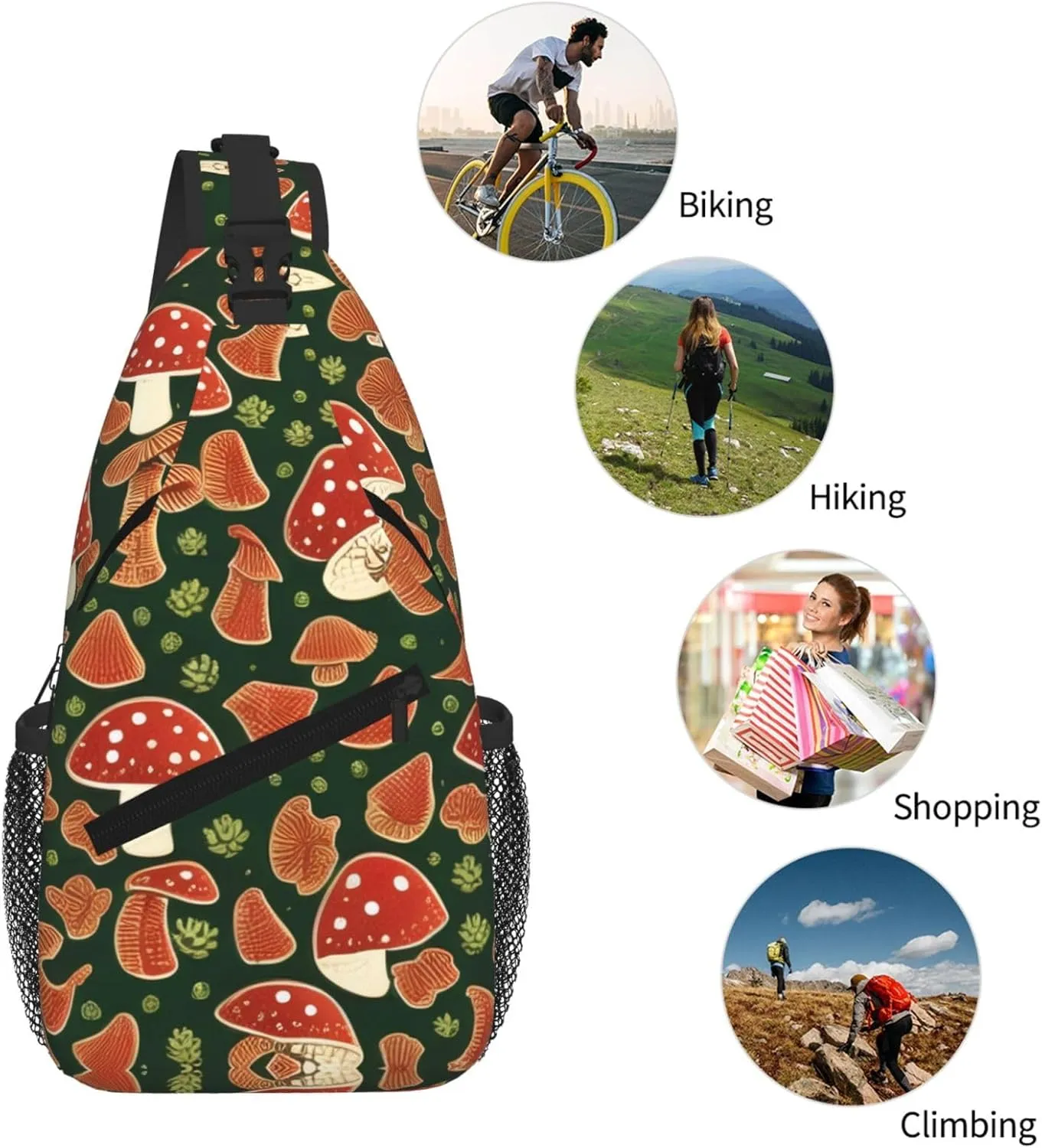 Bright Mushroom Art Print Cross Chest Bag Diagonally For Short-Distance Travel And Daily Use