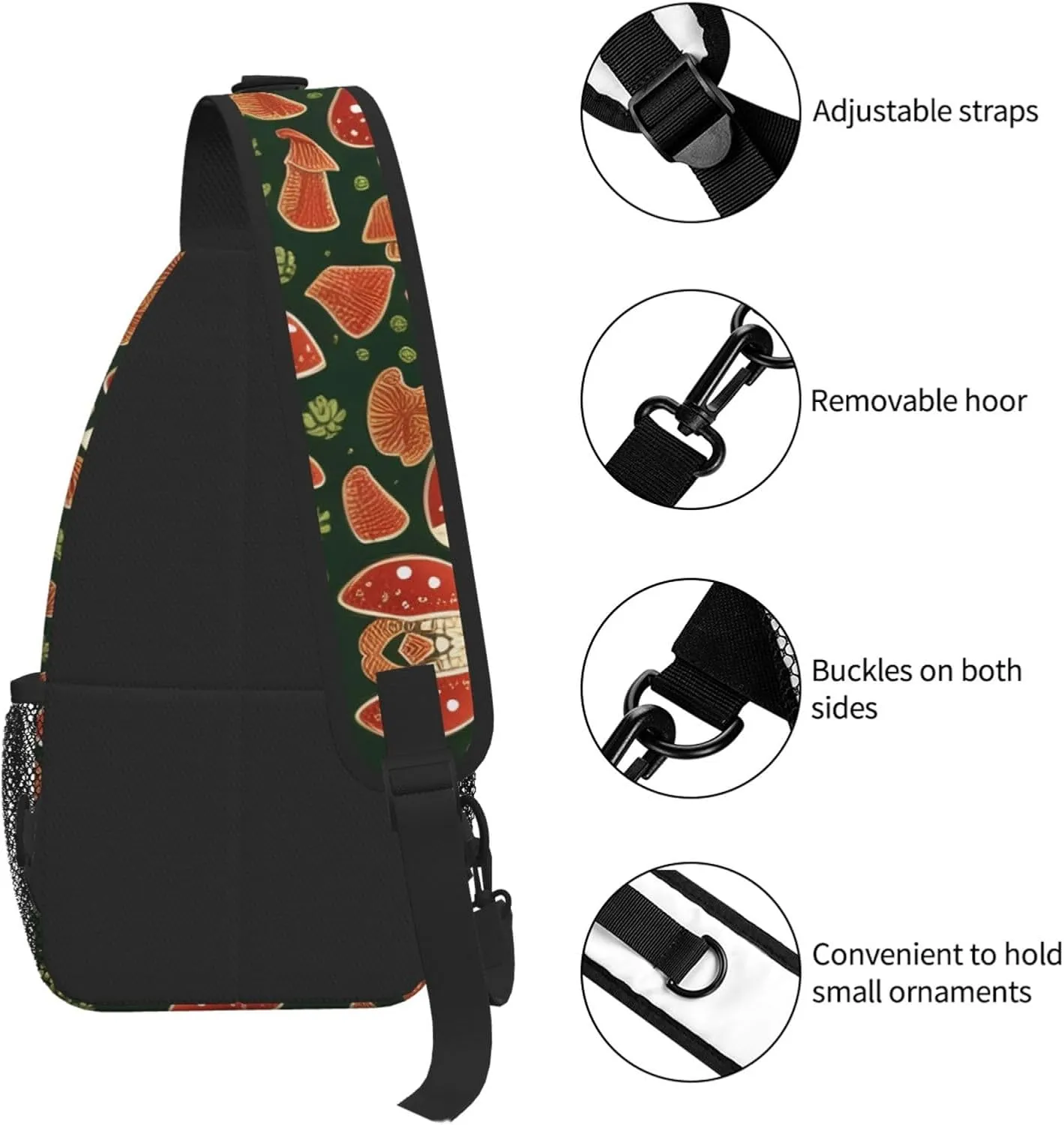 Bright Mushroom Art Print Cross Chest Bag Diagonally For Short-Distance Travel And Daily Use