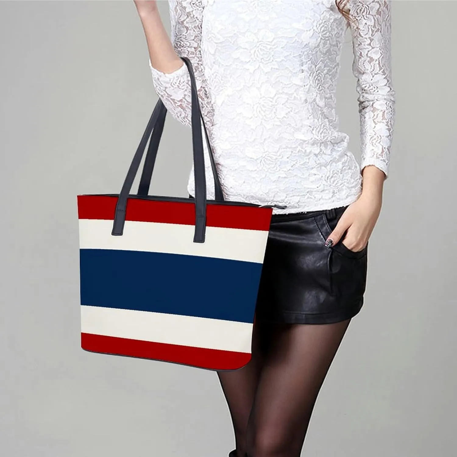 Brittany French Flag Leather Tote Handbag Women Ideal for Casual Outings and Work