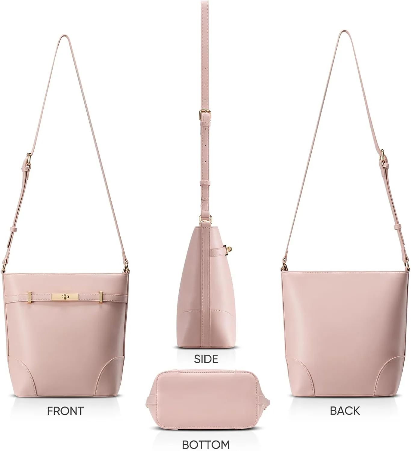 Bucket Bag for Women Leather Shoulder Purse Trendy Design Mideum Size Shoulder Handbags with Adjustable Strap