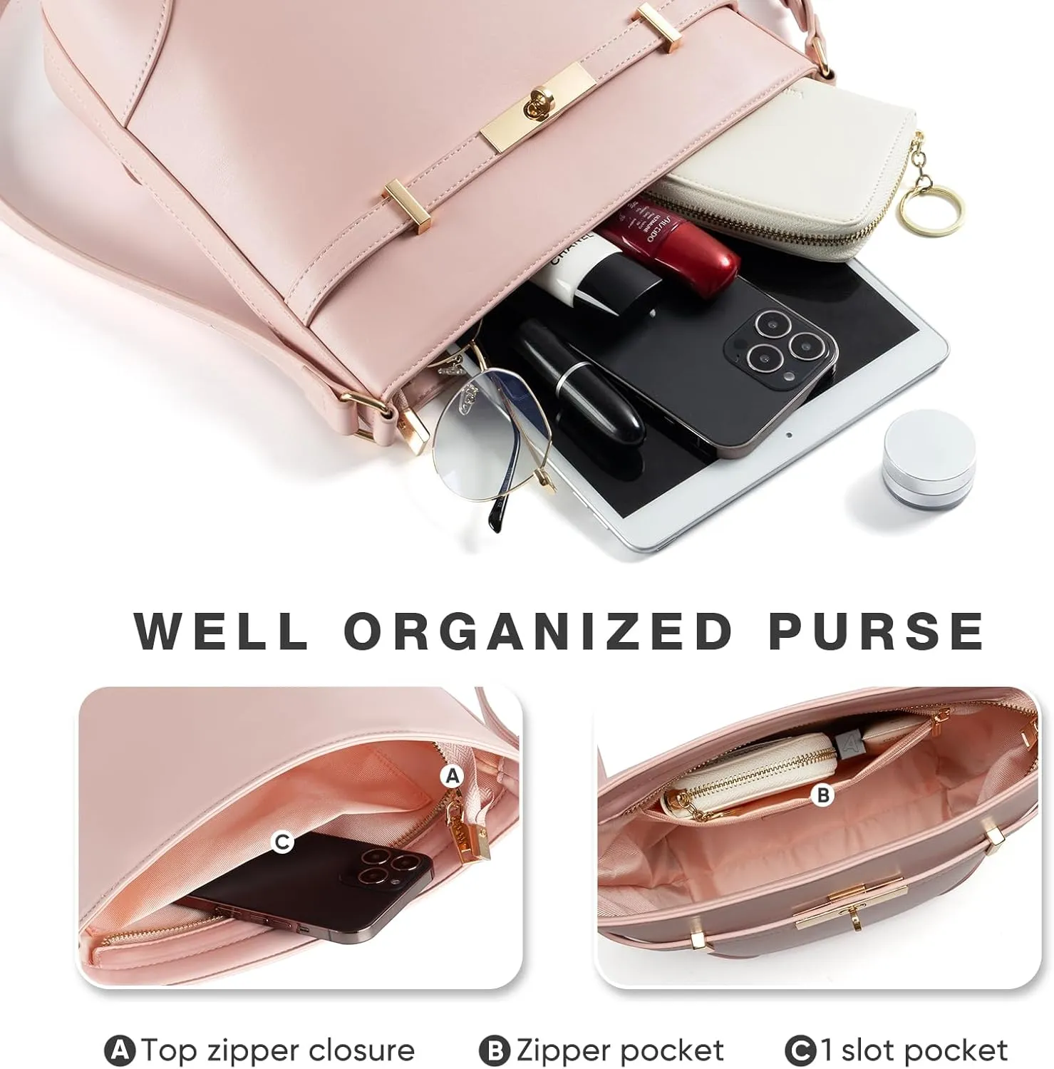 Bucket Bag for Women Leather Shoulder Purse Trendy Design Mideum Size Shoulder Handbags with Adjustable Strap