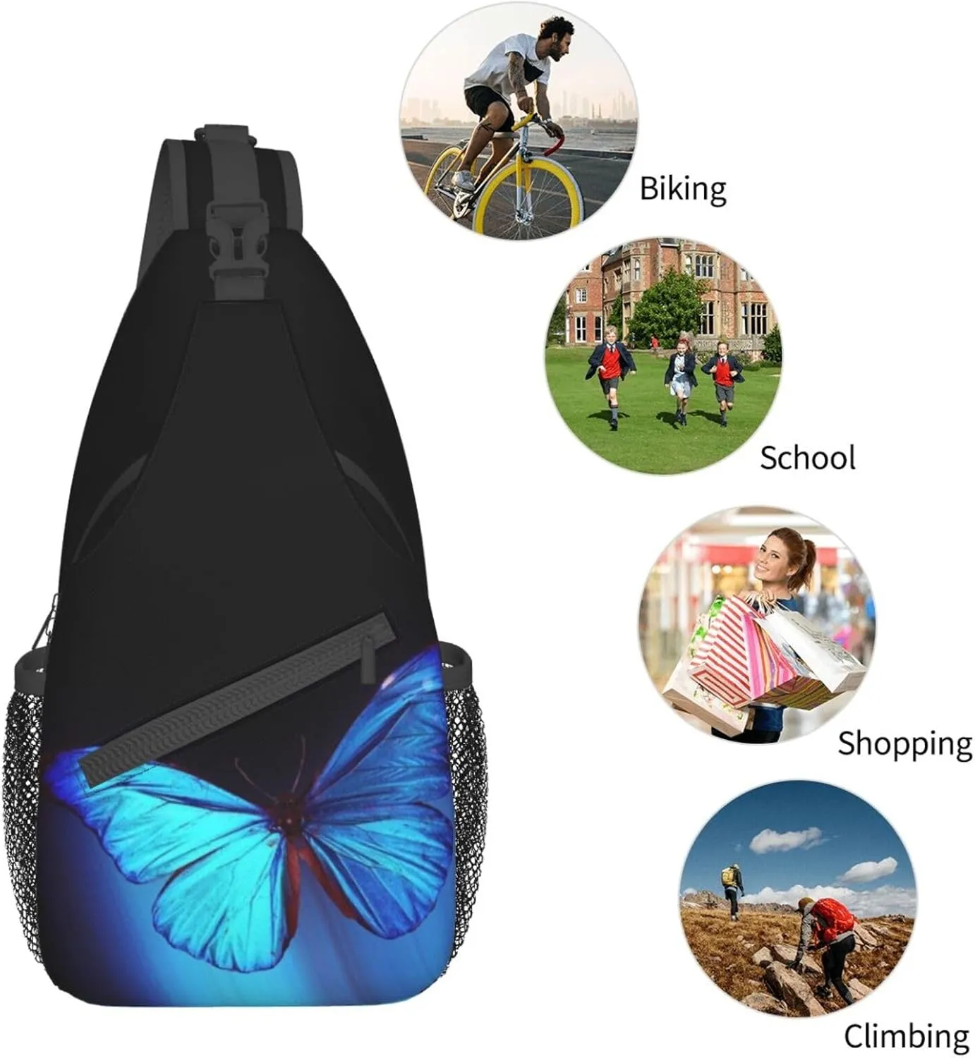 Butterfly Crossbody Bag Women Shoulder Bag Backpack Cute Sling Bag Chest Casual Daypack for Outdoor