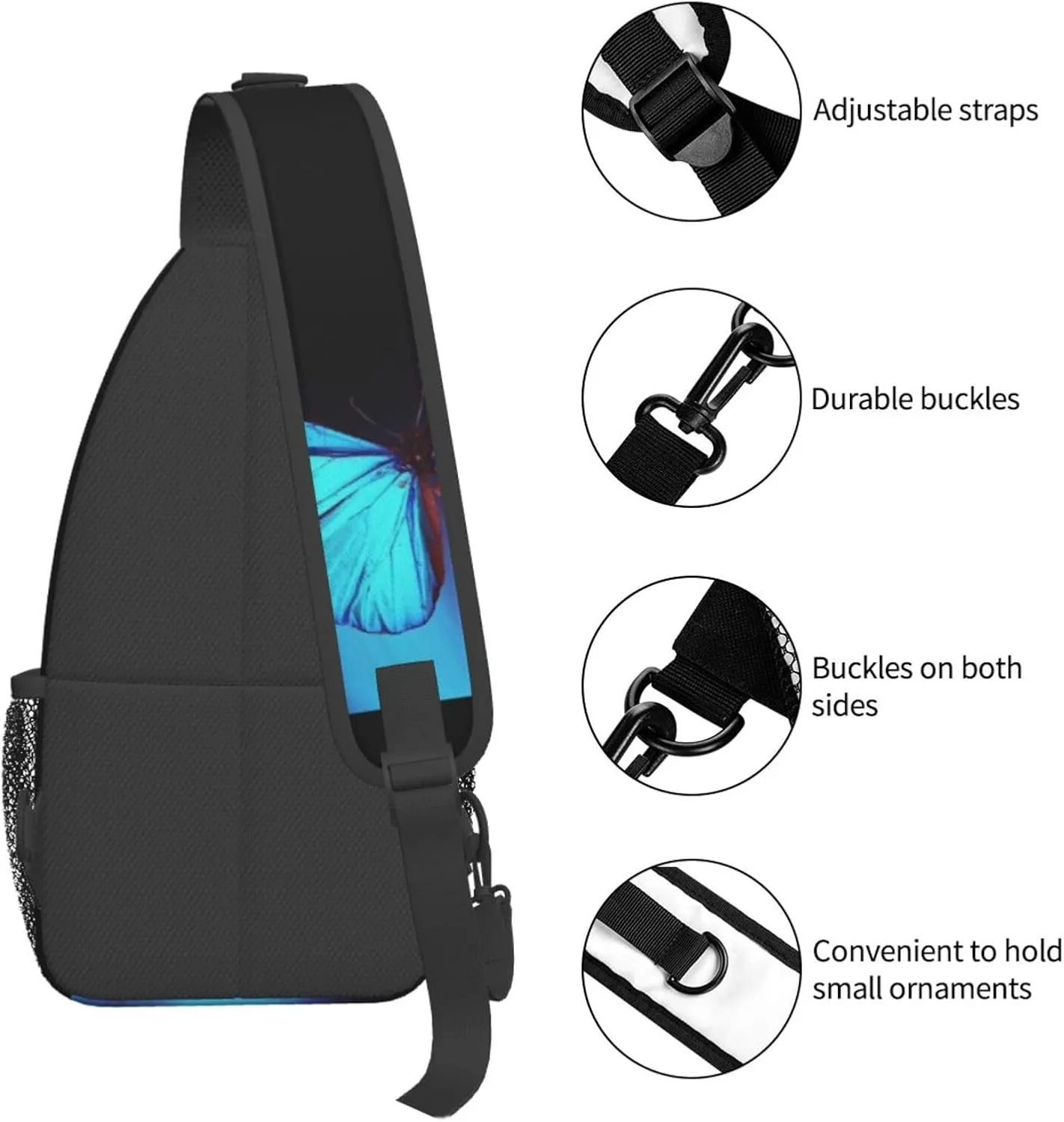 Butterfly Crossbody Bag Women Shoulder Bag Backpack Cute Sling Bag Chest Casual Daypack for Outdoor