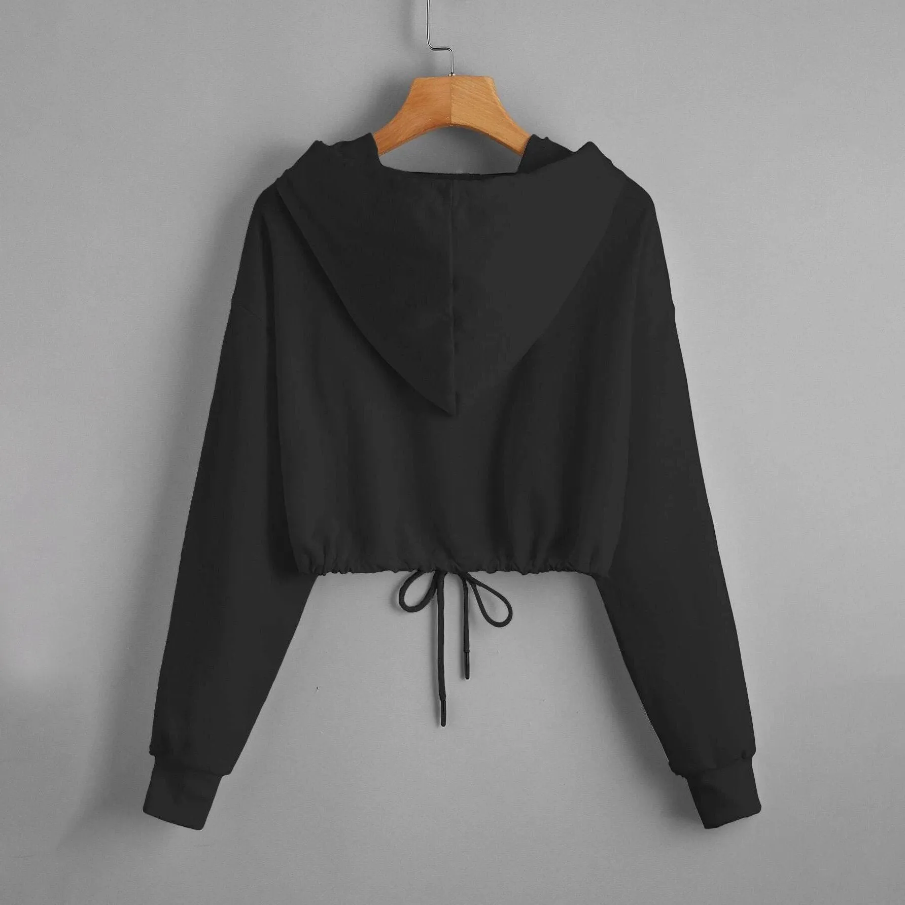Butterfly Print Drawstring Hem Hoodie