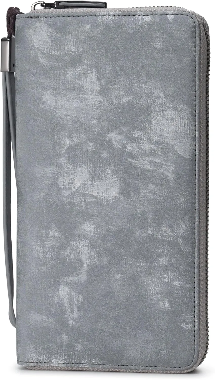 Bveyzi Women RFID Blocking Wallet Leather Zip Around Phone Clutch Large Capacity Ladies Travel Purse Wristlet