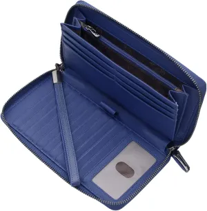 Bveyzi Women RFID Blocking Wallet Leather Zip Around Phone Clutch Large Capacity Ladies Travel Purse Wristlet