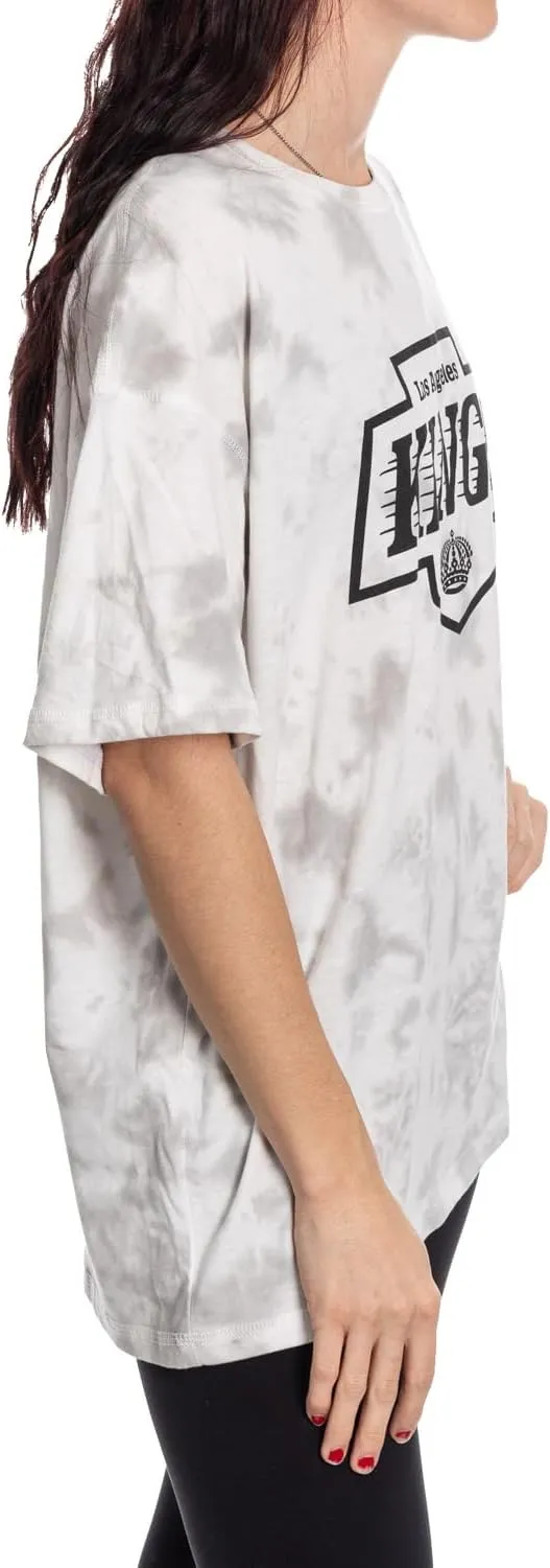 Calhoun NHL Womens Oversized Loose Fit Drop Shoulder Tie Dye Crewneck Short Sleeve T-Shirt