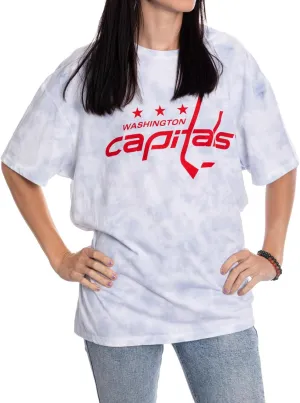 Calhoun NHL Womens Oversized Loose Fit Drop Shoulder Tie Dye Crewneck Short Sleeve T-Shirt