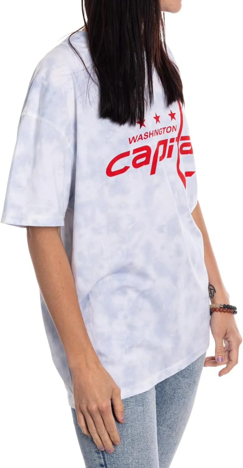 Calhoun NHL Womens Oversized Loose Fit Drop Shoulder Tie Dye Crewneck Short Sleeve T-Shirt