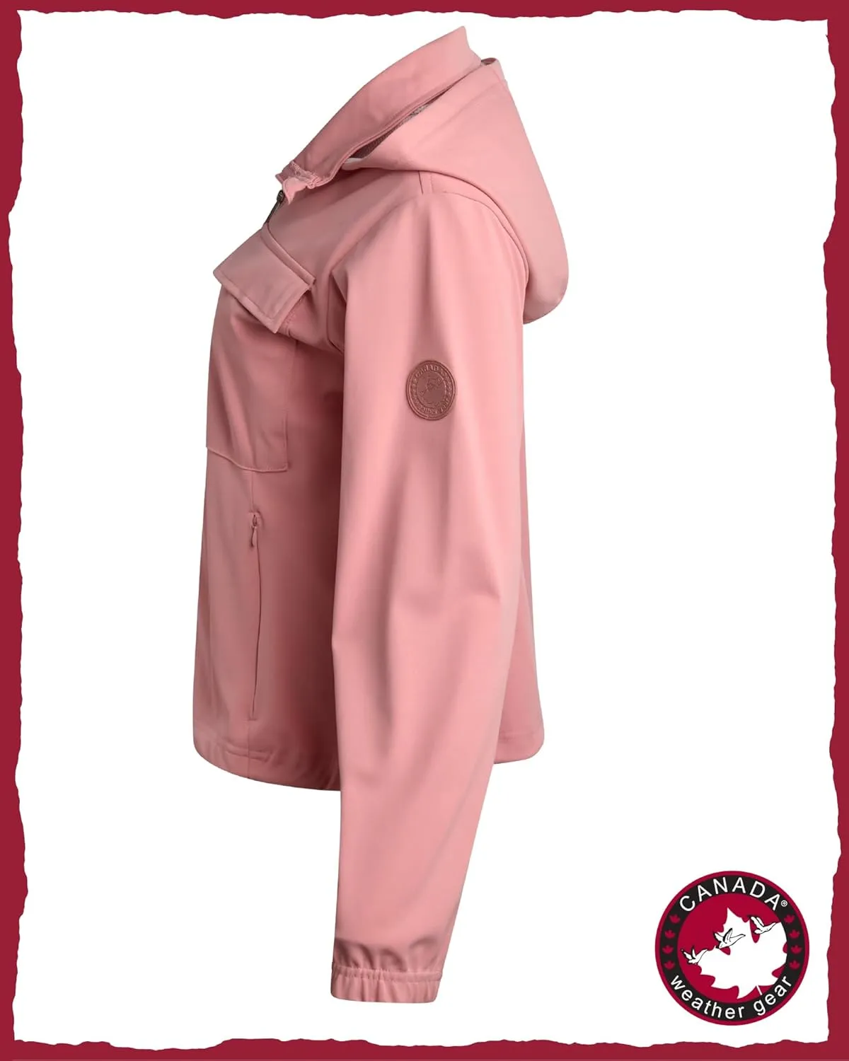 CANADA WEATHER GEAR Women's Softshell Jacket - Full Zip Up Hoodie Coat with Pockets and Adjustable Bungee Cord (Sizes: S-2XL)