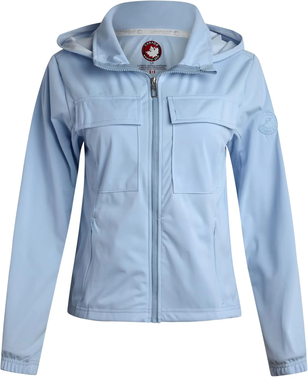 CANADA WEATHER GEAR Women's Softshell Jacket - Full Zip Up Hoodie Coat with Pockets and Adjustable Bungee Cord (Sizes: S-2XL)