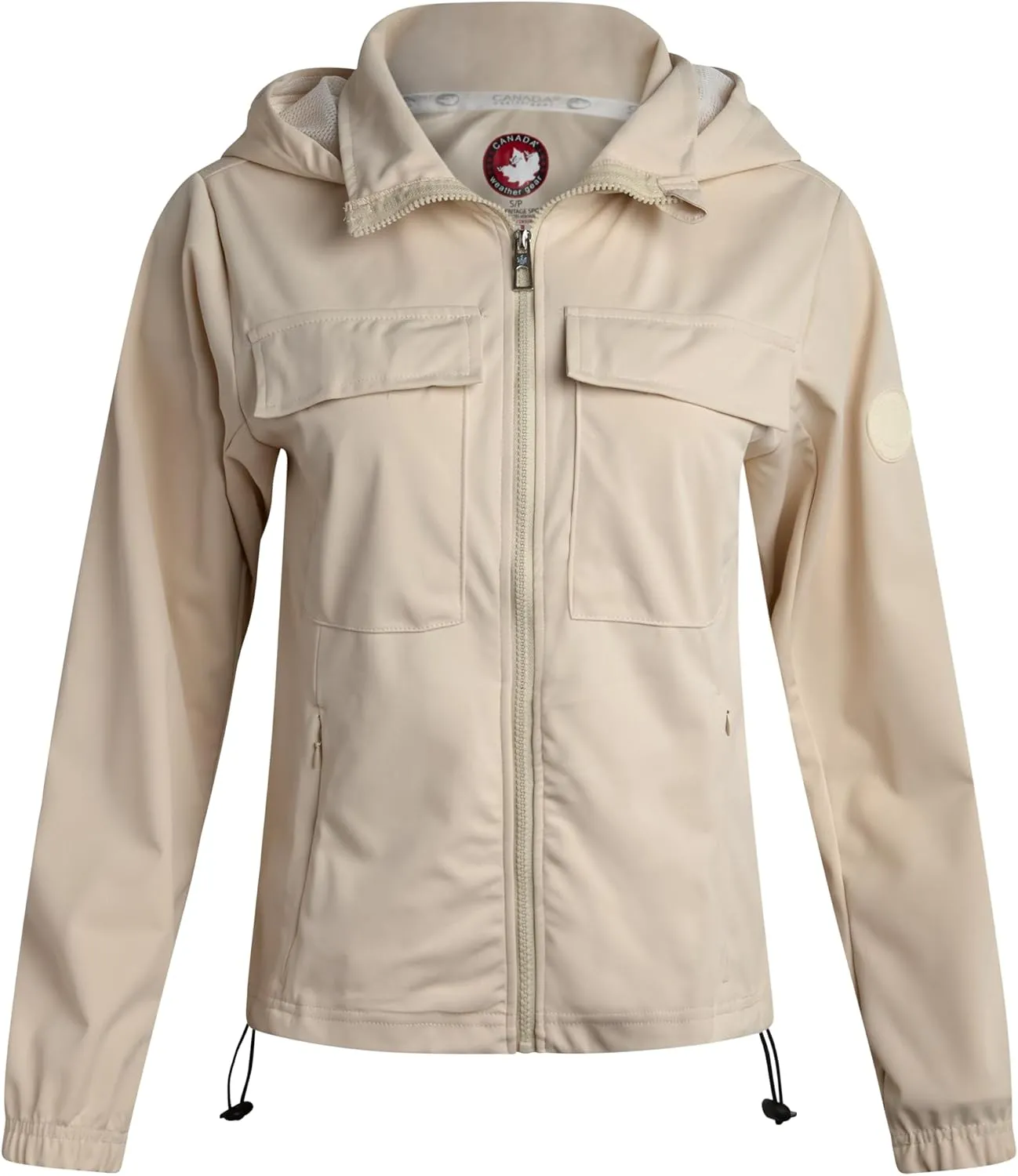 CANADA WEATHER GEAR Women's Softshell Jacket - Full Zip Up Hoodie Coat with Pockets and Adjustable Bungee Cord (Sizes: S-2XL)