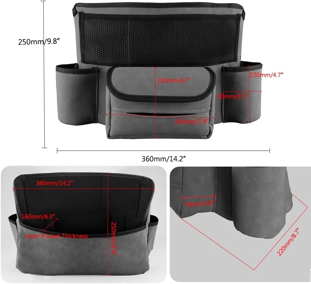 Car Handbag Holder Between Seats Car Organizer, Leather Large Capacity Car Purse Holder for Front Seat, Seat Back Net Bag Double-sided Tissue Storage Handbag Holder Car Divider (Gray)