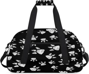 Cartoon Paw Print Gym Duffel Bag for Men Women Animal Paw Print Sports Tote Bag with Adjustable Shoulder Strap for Dance Gymnastics Traveling Outdoor Camping Overnight Stay