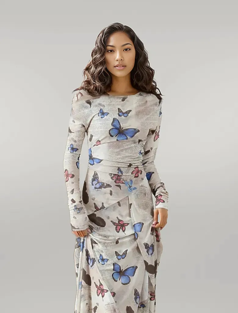 Casual Minimal Goth Butterfly & Letter Dress