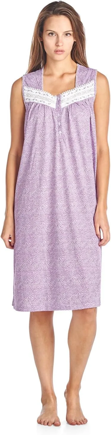 Casual Nights Women's Fancy Lace Trim Sleeveless Nightgown