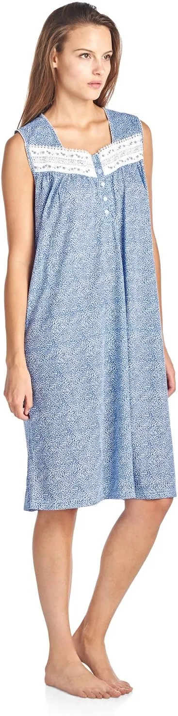 Casual Nights Women's Fancy Lace Trim Sleeveless Nightgown