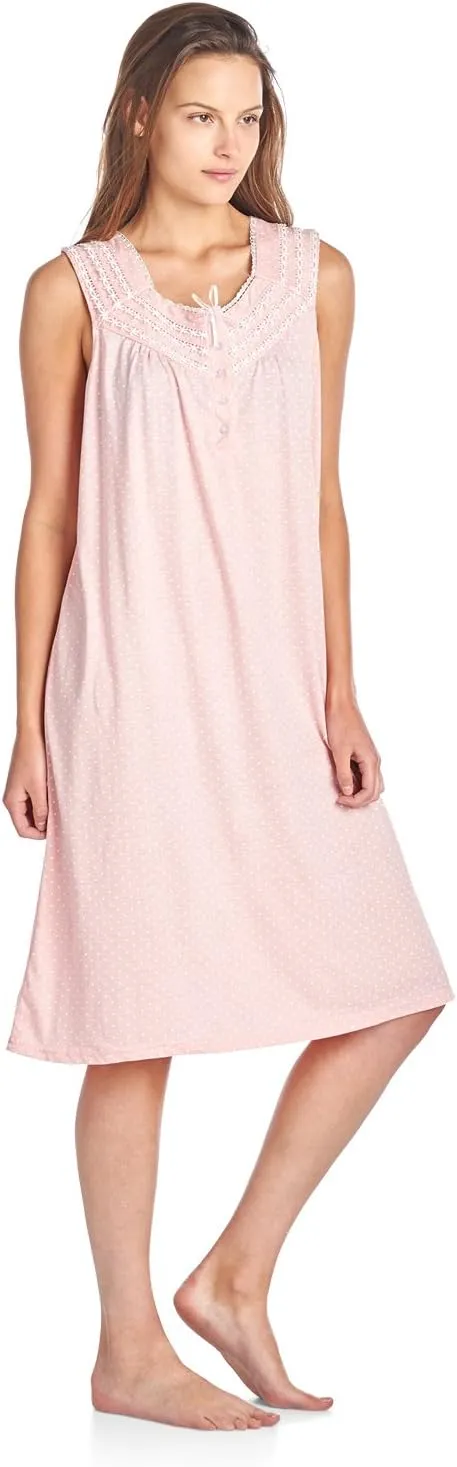 Casual Nights Women's Fancy Lace Trim Sleeveless Nightgown