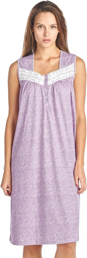 Casual Nights Women's Fancy Lace Trim Sleeveless Nightgown