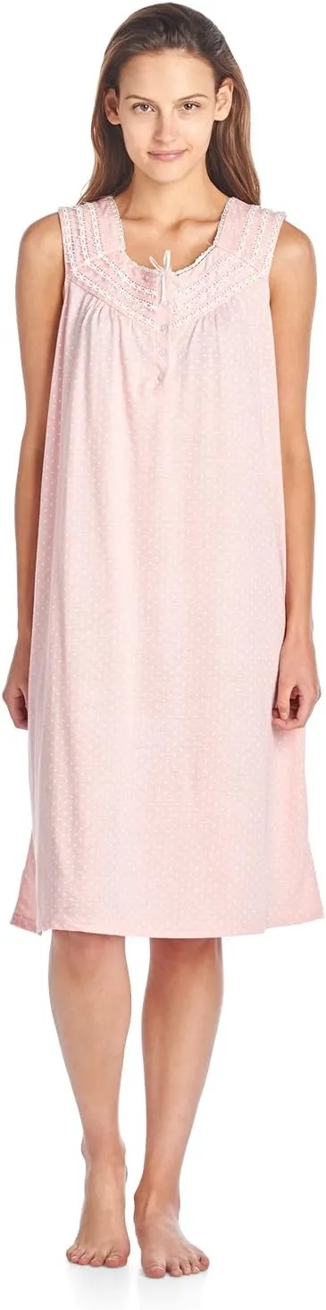 Casual Nights Women's Fancy Lace Trim Sleeveless Nightgown