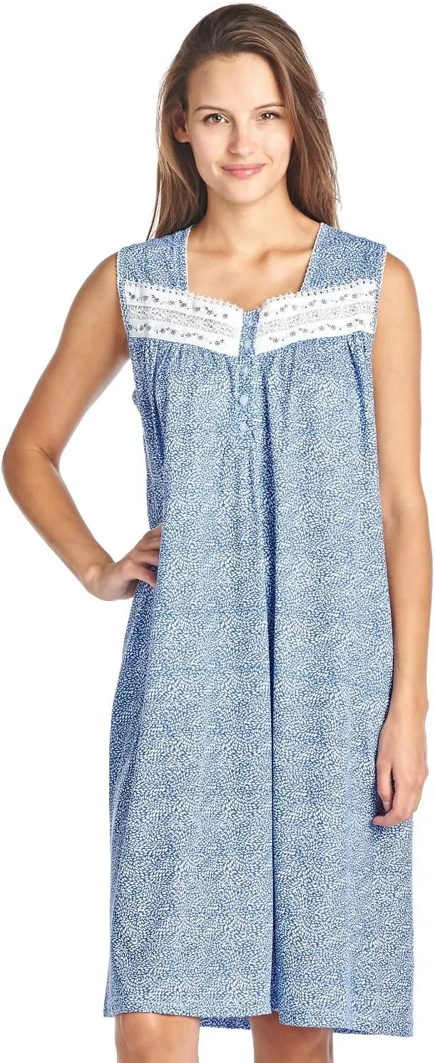 Casual Nights Women's Fancy Lace Trim Sleeveless Nightgown