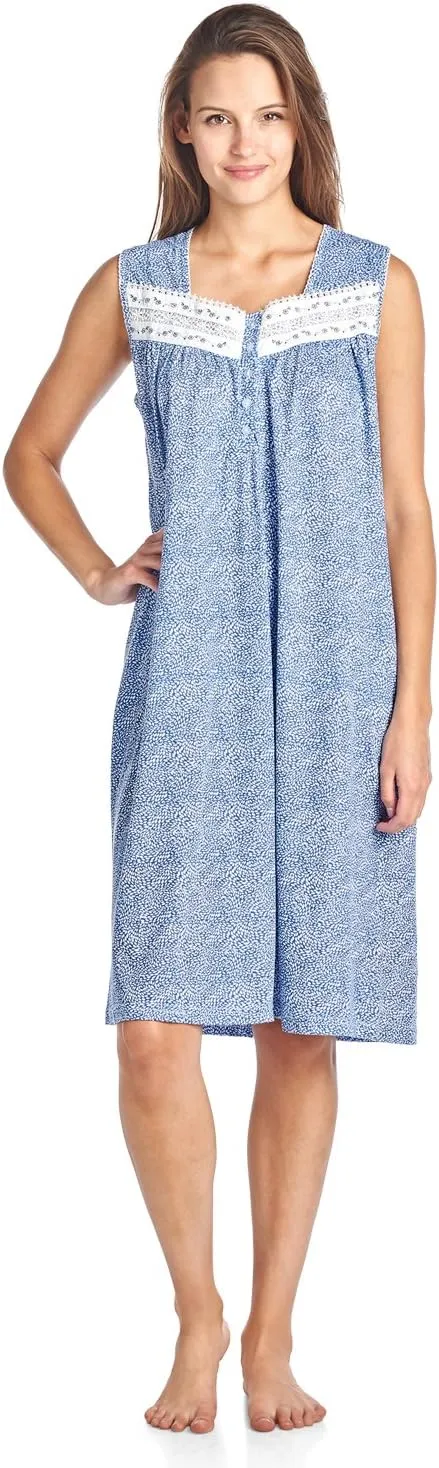 Casual Nights Women's Fancy Lace Trim Sleeveless Nightgown