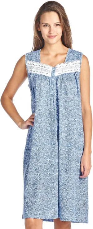 Casual Nights Women's Fancy Lace Trim Sleeveless Nightgown