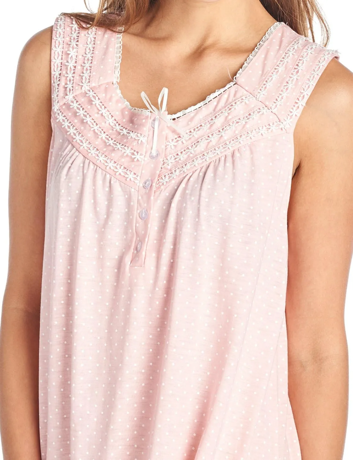 Casual Nights Women's Fancy Lace Trim Sleeveless Nightgown