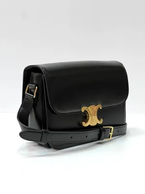 CELINE CLASSIQUE TRIOMPHE BAG IN SHINY CALFSKIN BLACK