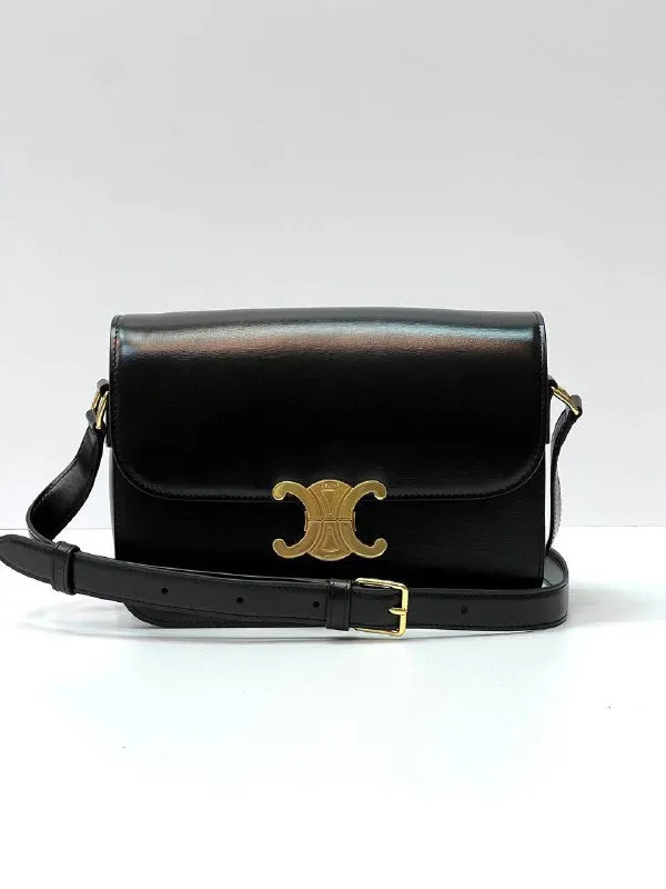 CELINE CLASSIQUE TRIOMPHE BAG IN SHINY CALFSKIN BLACK