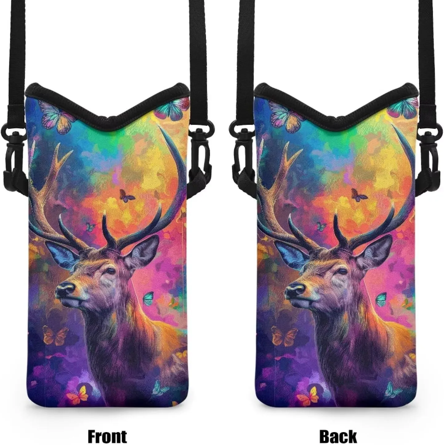 Cell Phone Bag for Women Men Soft Phone Protection Bag Phone Pouch Phone Holster Bag Fits Most of Smartphones, Colorful Deer Butterfly Print