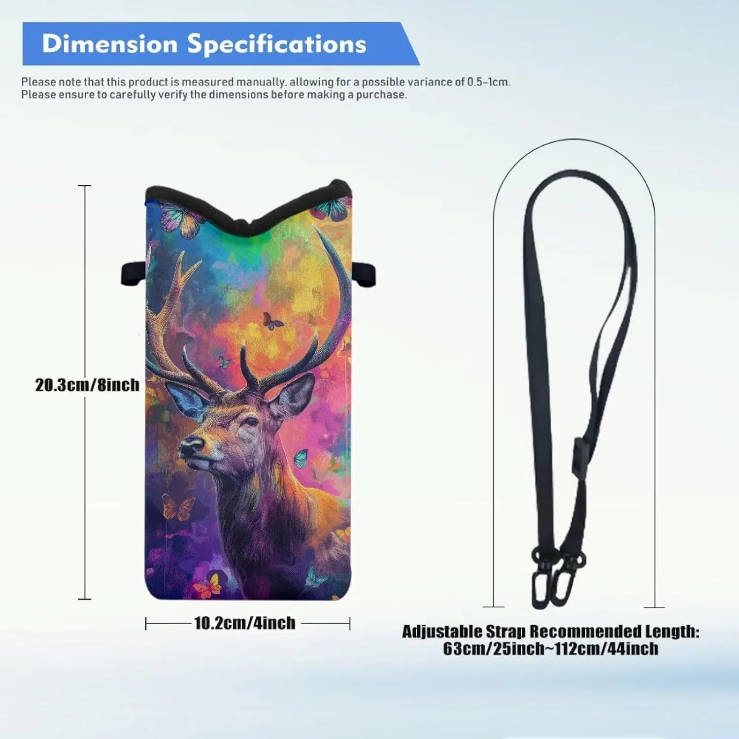 Cell Phone Bag for Women Men Soft Phone Protection Bag Phone Pouch Phone Holster Bag Fits Most of Smartphones, Colorful Deer Butterfly Print