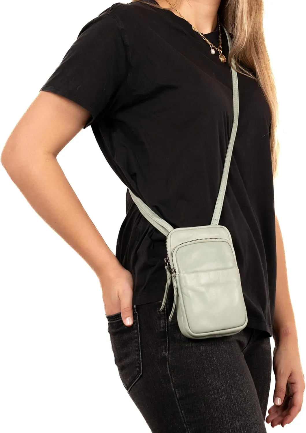 Cell Phone Carrying Case Shay Leather RFID Crossbody Bag