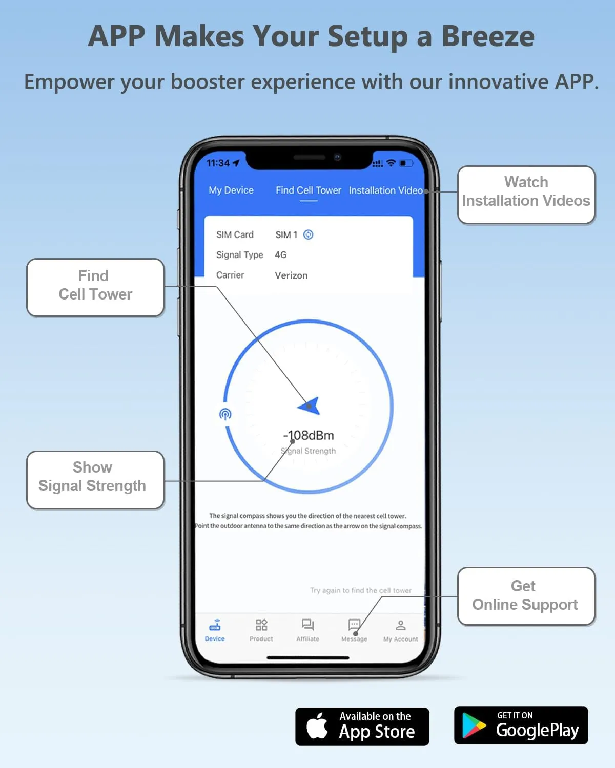 Cell Phone Signal Booster for Car, Truck and SUV | Boosts Signal for All U.S. Carriers on Band 2, 4, 5, 12, 13 and 17 | Supports Multiple Users and Devices | Easy to Setup | FCC Approved