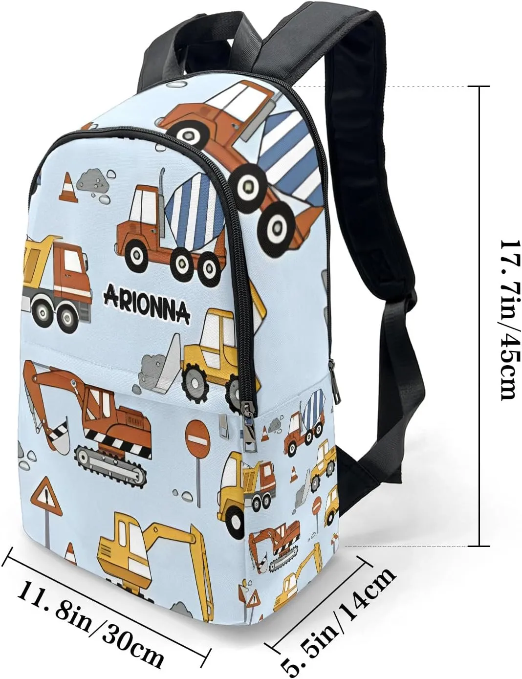 Cement Truck Forklift Truck Crane Personalized Backpack for Teen Custom Travel Backpack for Boys Girs Bookbag Casual Bag Name Gift, Design 2, EU5566SS