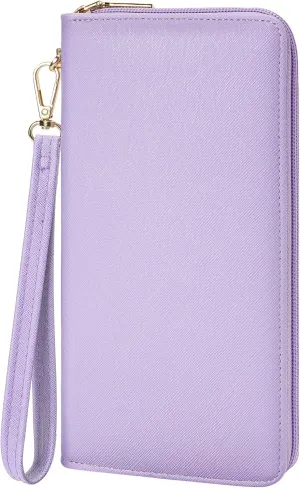 Chelmon Women's Vegan Leather Clutch Wallet with Zip, Hand Strap, Large Capacity