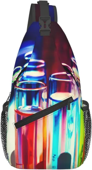 Chemistry Test Tube print Crossbody bag, stylish unisex outdoor bag, multi-functional fashion accessories