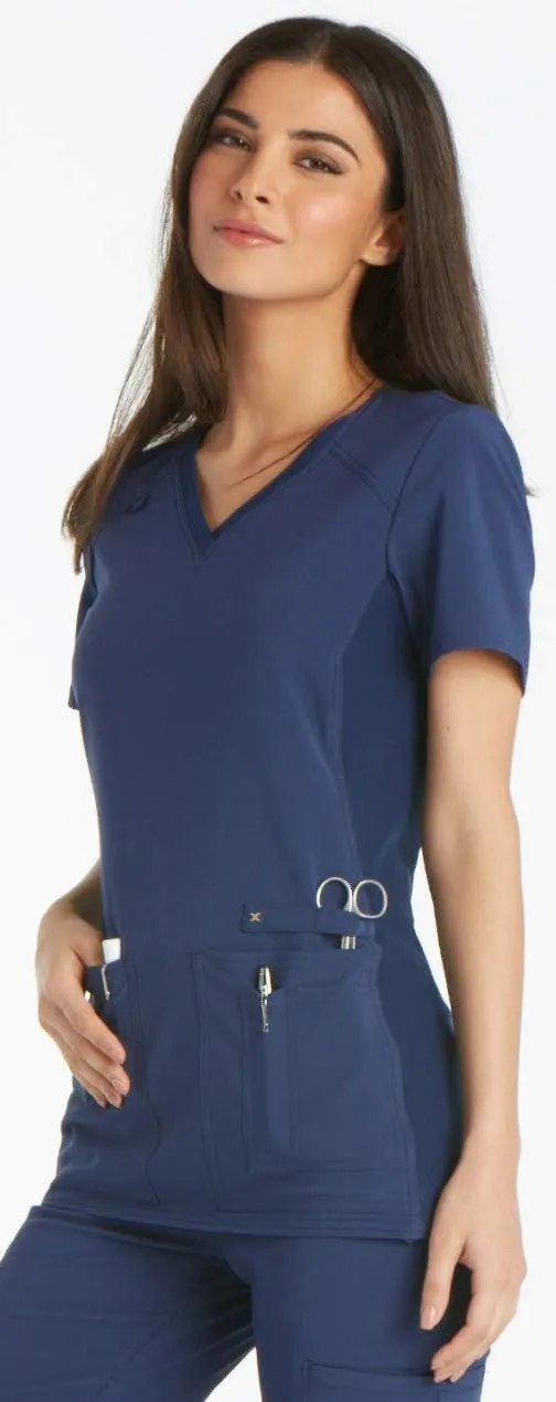 Cherokee Women's Medical Scrub Top Iflex V-Neck Knit Panel Top CK605