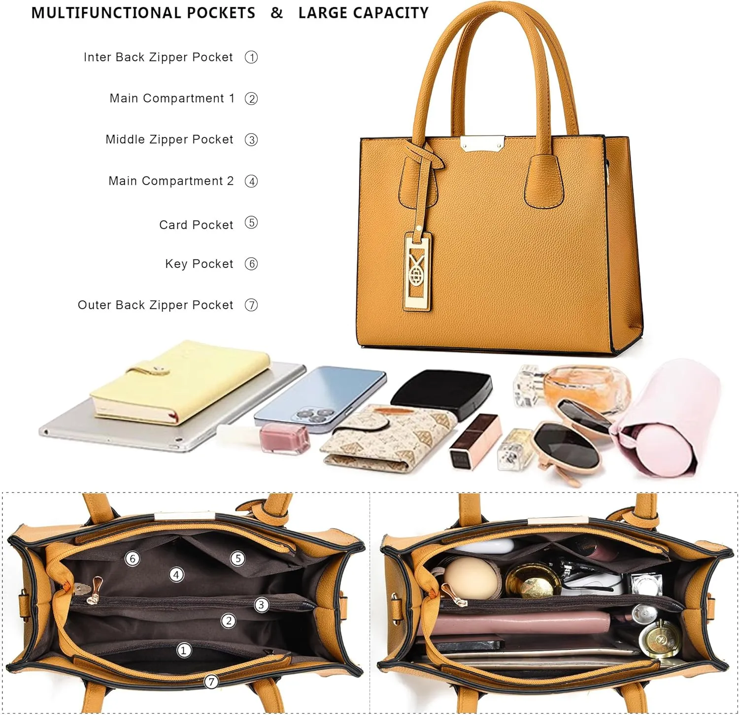 CHICAROUSAL Crossbody Purses and Handbags for Women PU Leather Tote Shoulder Bags Top Handle Satchel