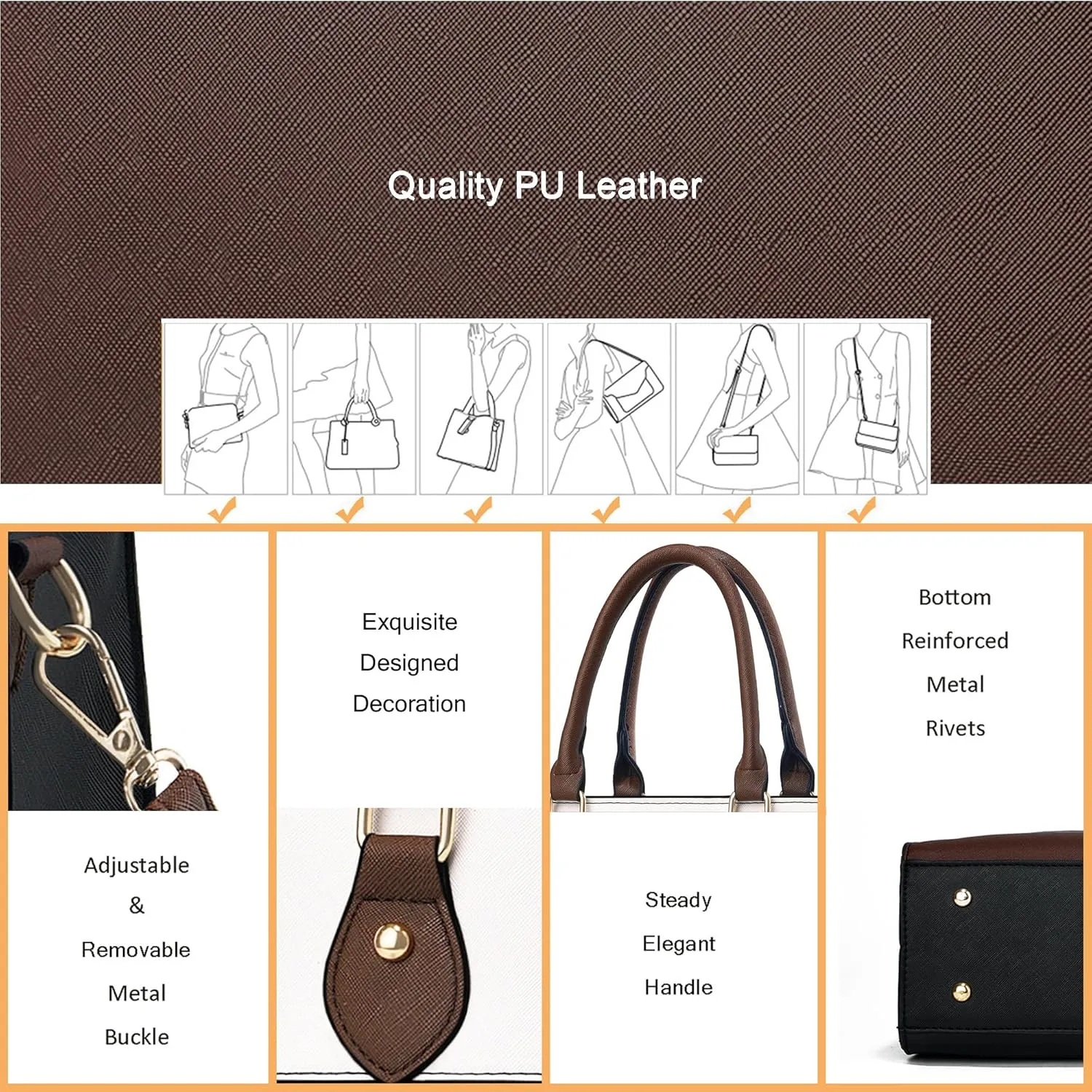 CHICAROUSAL Crossbody Purses and Handbags for Women PU Leather Tote Top Handle Satchel Shoulder Bags
