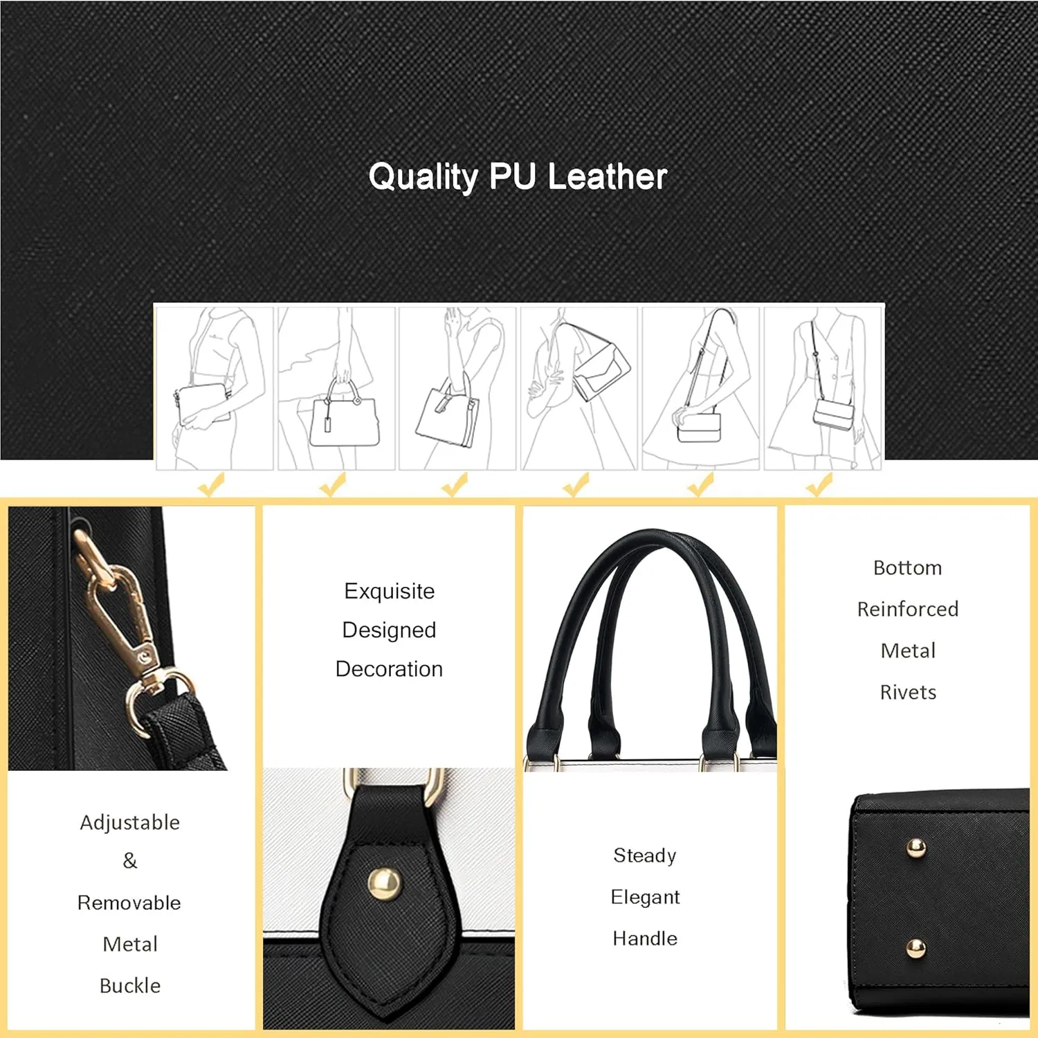 CHICAROUSAL Crossbody Purses and Handbags for Women PU Leather Tote Top Handle Satchel Shoulder Bags