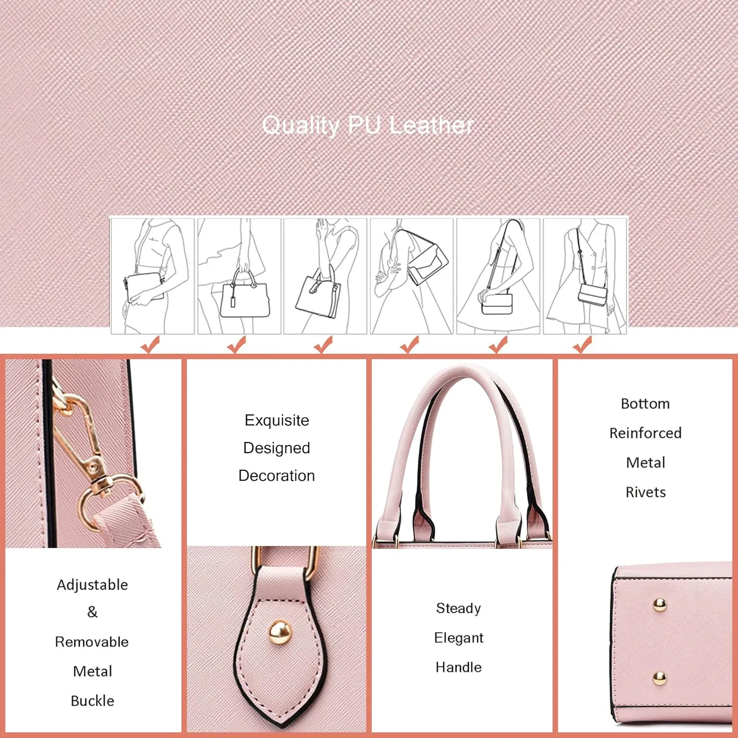 CHICAROUSAL Crossbody Purses and Handbags for Women PU Leather Tote Top Handle Satchel Shoulder Bags