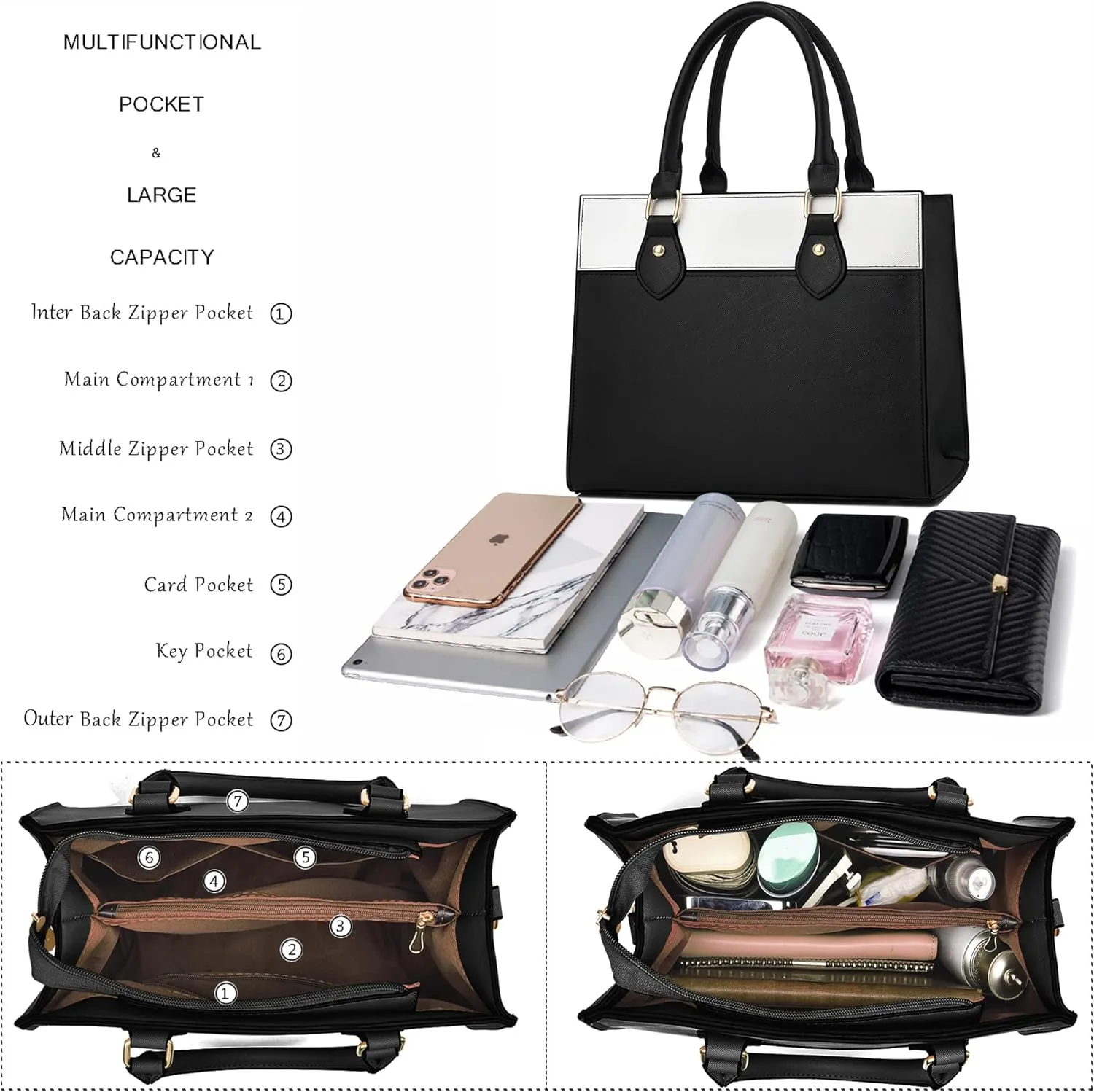 CHICAROUSAL Crossbody Purses and Handbags for Women PU Leather Tote Top Handle Satchel Shoulder Bags